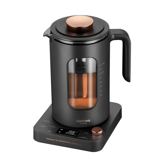 Tetera eléctrica INTASTING con infusor de té, 1 L, 1200 W, gris oscuro