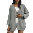thumbnail image 2 of Plus Size Cardigans Sweaters for Women S-4X Casual Long Lantern-Sleeve Open Front Knitted Cardigan Ladies Solid Soft Crochet Sweater Coats, 2 of 3