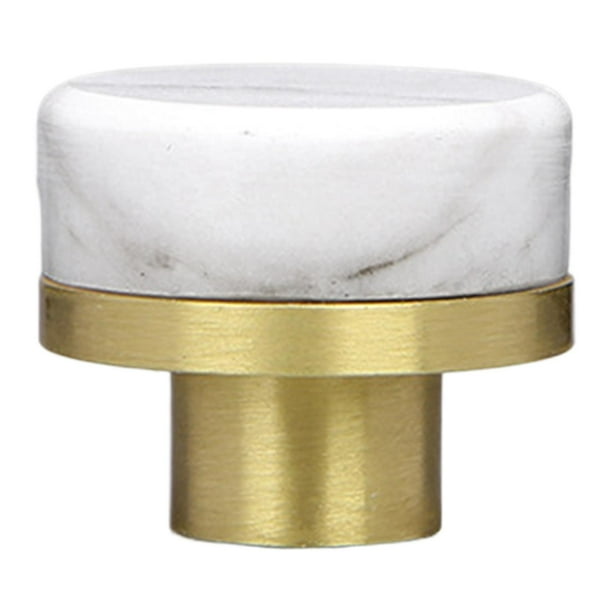Tirador de cajón de mármol y latón, herraje para muebles, pomo elegante de 3,05 cm Blanco