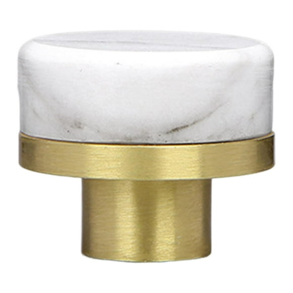 Siruishop Poignée de Tiroir en Laiton et Marbre, Bouton Décoratif de Tiroir pour Garde-Robes, Commode, Placard, Blanc