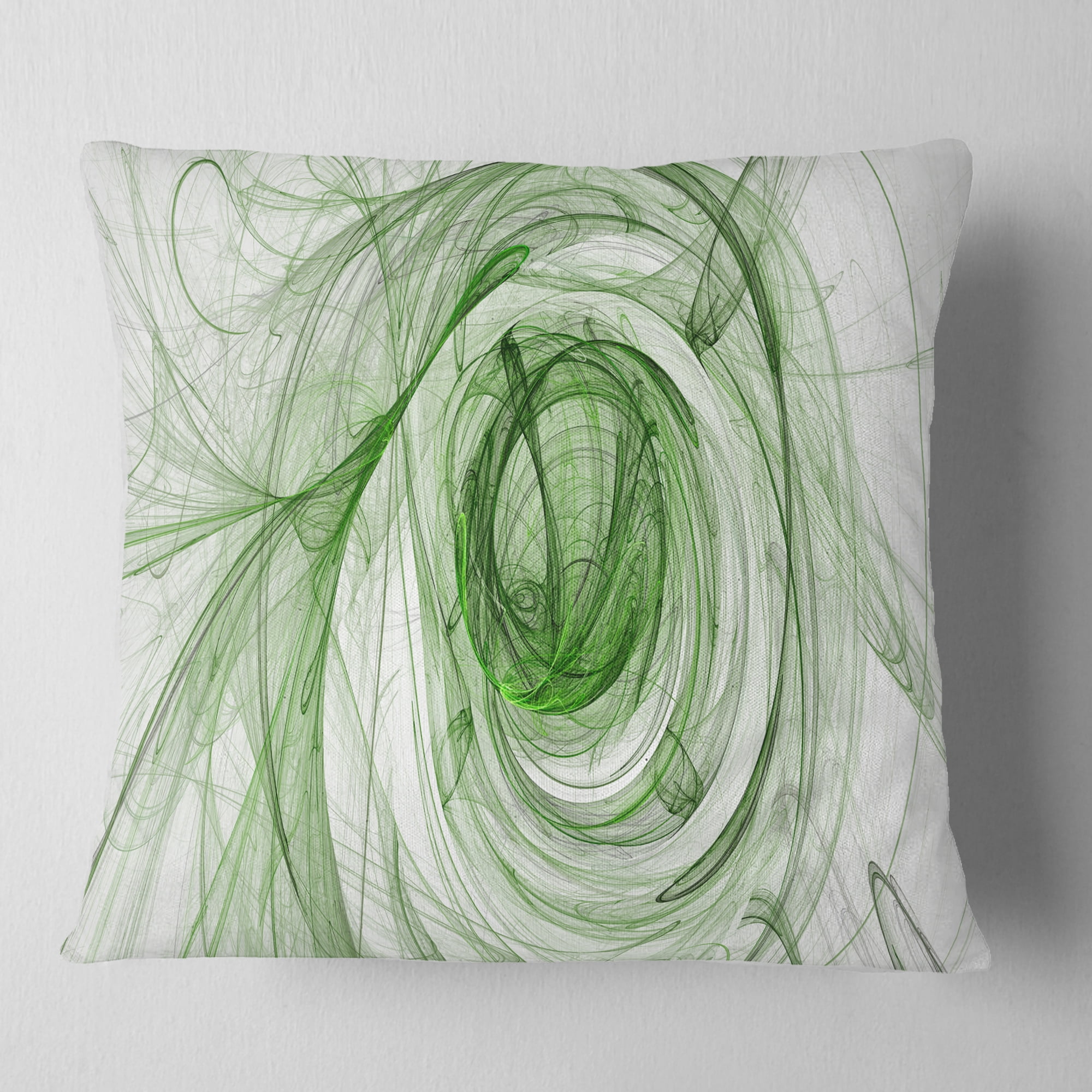 Designart Ball of Yarn Green Spiral - Abstract Throw Pillow - 18x18
