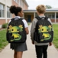 thumbnail image 2 of Garronmavis Black Green Cartoon Axolotl Printed Backpack Kit, 17 Inch Kawaii Amphibian School Bag Set with Insulated Lunch Container, Pencil Holder and Water Bottle Cover, 2 of 7