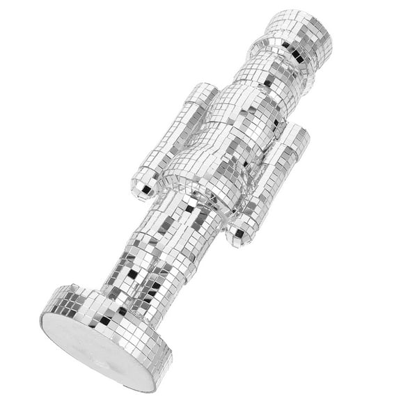 TEHAUX Glass Nutcracker Figurine Silver for Christmas Mantel and Living Room Ornament