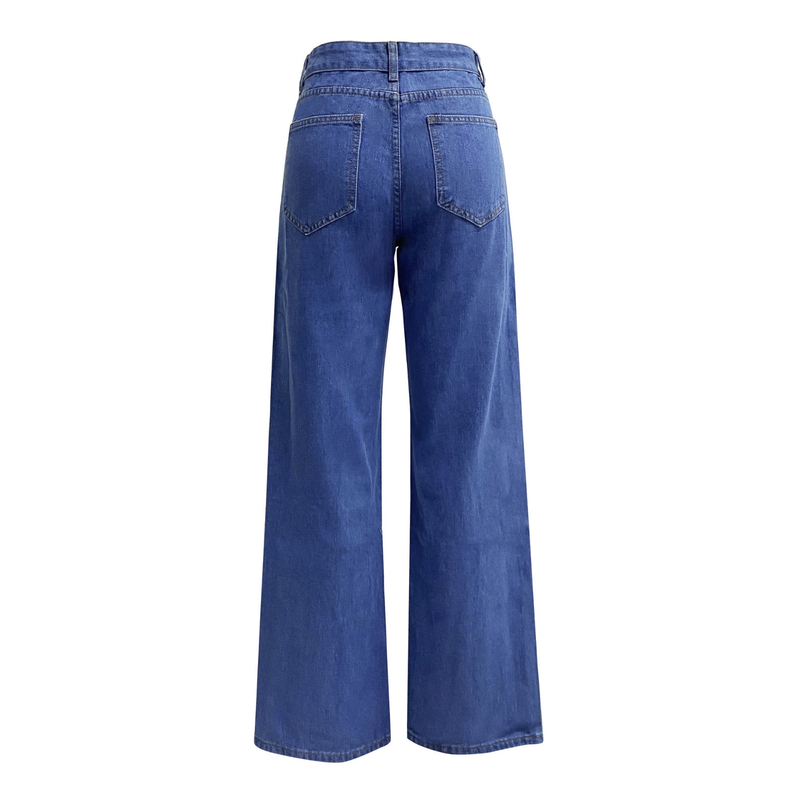 AherBiu Juniors Jeans for Women Straight Leg High Waisted Streetwear Denim Pants Trousers with Pockets