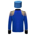 thumbnail image 2 of Aislor Kids Boys Drummer Marching Band Halloween Costume Solider Long Sleeve Tassel Coat with Hat Royal Blue 16, 2 of 7