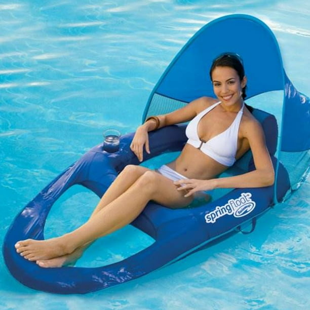 Swimways spring float recliner cheap with canopy pool