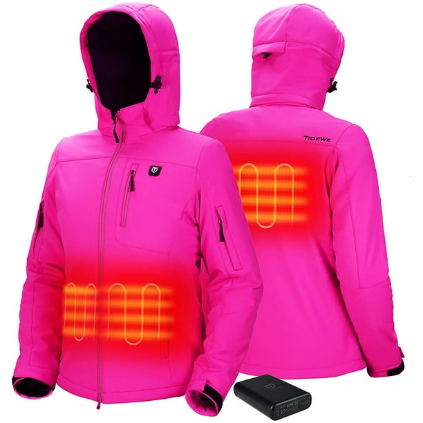 Women's Heated Jacket with Battery Pack, Warm Jacket for Hunting, Fishing  (Pink) 