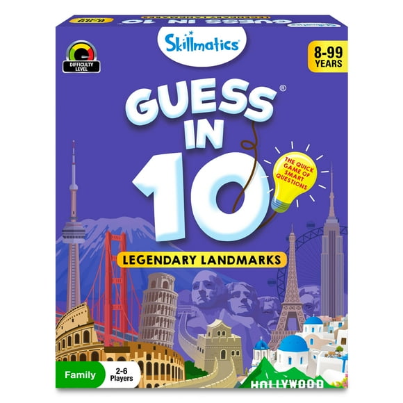 Skillmatics Adivina 10 lugares legendarios Juguetes de viaje educativos para niños, niñas y niños que aman los juegos de cartas Juegos de mesa Trivia de geografía e historia Regalos para edades de 8,