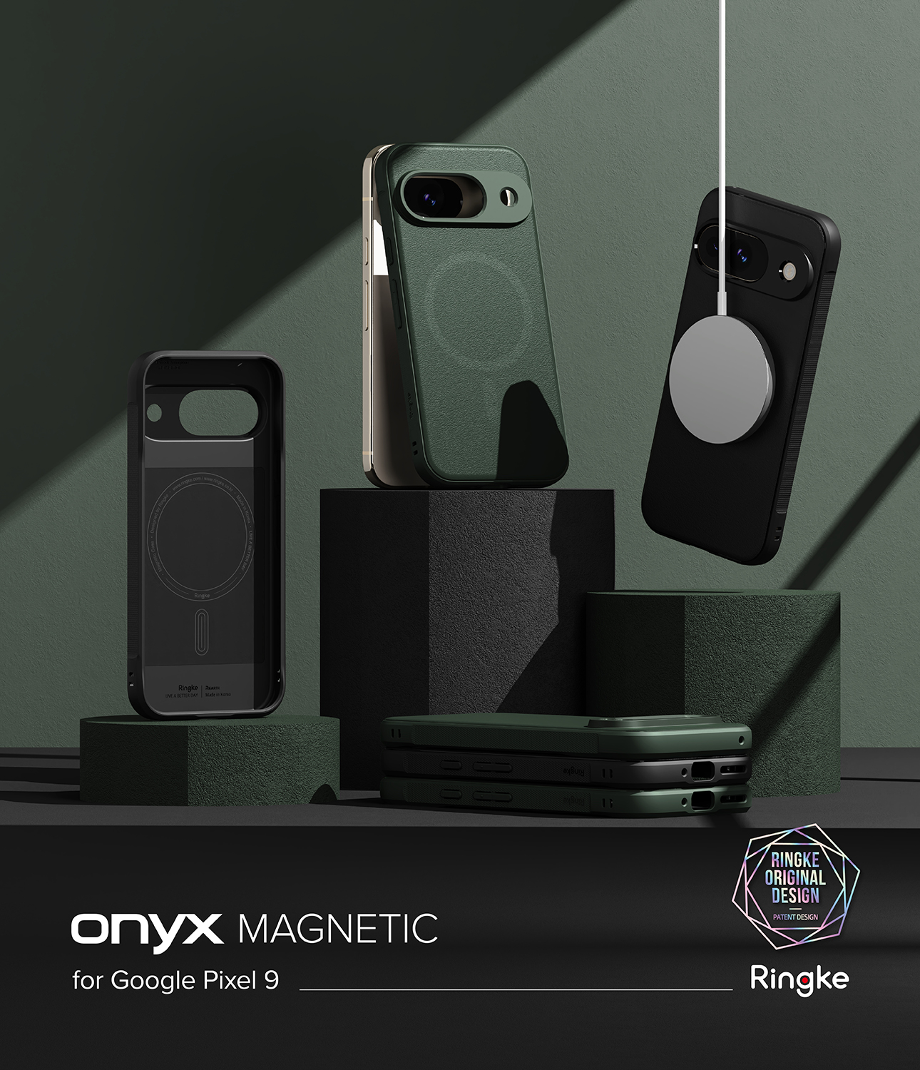 Ringke Pixel 9 [Onyx Magnetic] High Quality Flexible Heavy Duty Durable Phone Case Compatible with Magnetic Charger - Dark Green