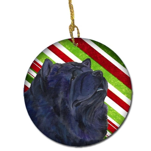 Chow Chow Candy Cane Holiday Christmas Ceramic Ornament