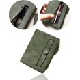 thumbnail image 5 of Monedero pequeño de cuero plegable para mujer, mini monedero con cremallera, bolsillo para identificación, delgado y compacto, color verde, 5 of 5