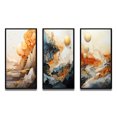thumbnail image 2 of Designart "Abstract Mountain Landscape Illuminated by Full Moon I" Abstract Landscape Framed Wall Art Set Of 3 - Gold Abstract Landscapes Frame Canvas Set For Living Room Decor, 2 of 6