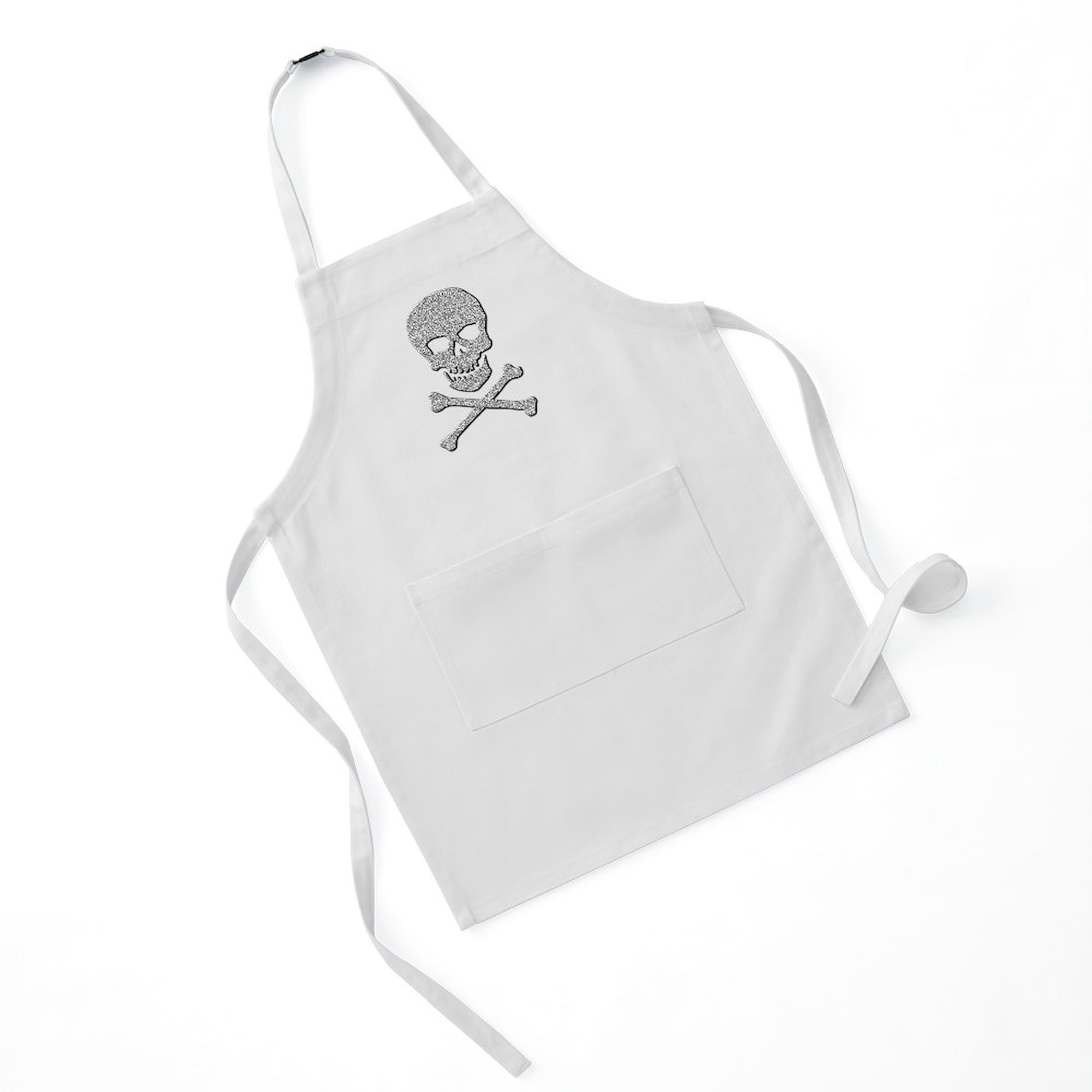 CafePress - Silver Glitter Skull & Crossbones - Kids Apron