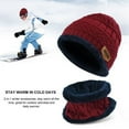 thumbnail image 7 of Viworld Winter Beanie Hat Scarf Set Warm Knit Hat Thick Knit Skull Cap For Men Women, Red, 7 of 7