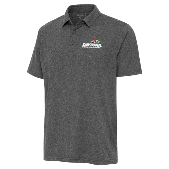 Men's Antigua Heather Black Daytona International Speedway Par 3 Polo