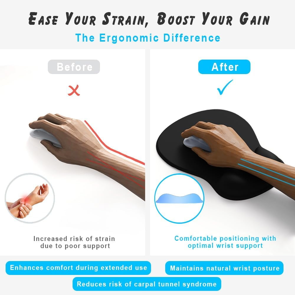 Gel Wrist Rest Mouse Pad-Ergonomic Office Mousepad with Wrist Support-Non-Slip, Design Desk Accessories Mat for Home&Game Decor (06Mocha Sand)