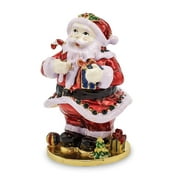 Jere Luxury Giftware Bejeweled CHRISTMAS CALLER Santa Claus Pewter and Enamel Trinket Box and Matching Pendant Charm