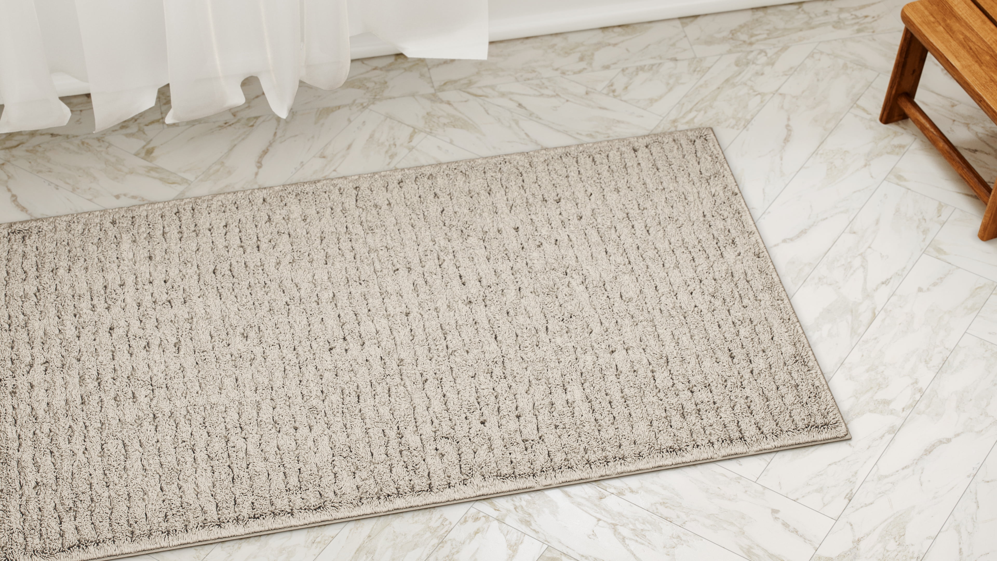 Beautiful Porcini Taupe Cotton 20x34" Bath Rug