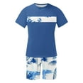 thumbnail image 4 of Mqqzkk Men's Summer Tracksuit 2 Piece Beach Outfit Short Sleeve Crew Neck Graphic Tee and Tropical Print Shorts Set, 4 of 5