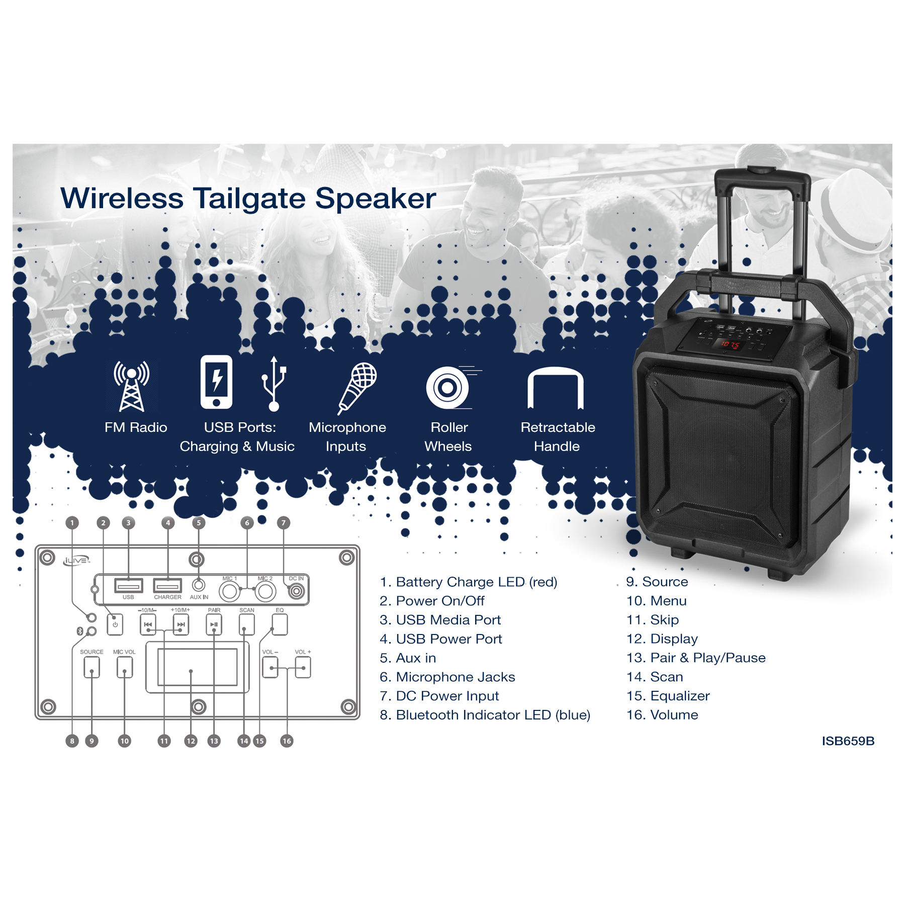 iLive Wireless Tailgate Speaker, ISB659B - image 5 of 8
