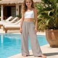 thumbnail image 5 of BOOMNY Girls Baggy Pants Wide Leg Pants for Girl Trendy Solid Color Elastic Waist Lightweight Loose Fit Summer Beach Joggers With Pocket, 5 of 5
