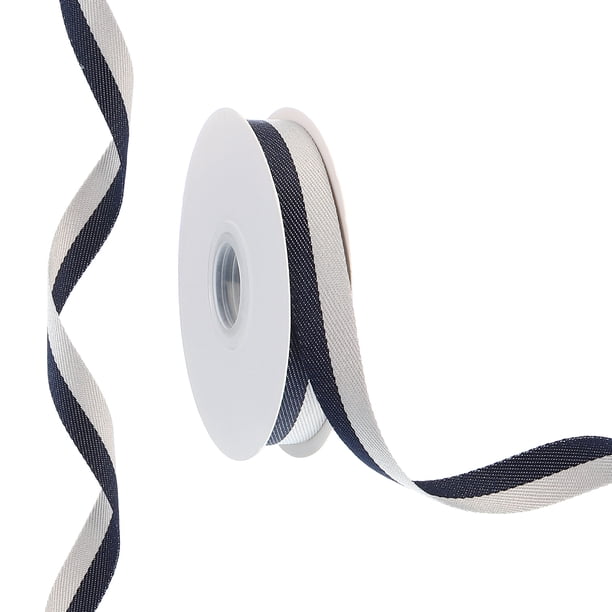 Uxcell 9.8 Yards x 0.6" Cinta de Rayas de Navidad, Rollo de Cinta de Caramelo para Envolver, Azul Marino Gris