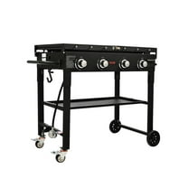 Kadyn 36" Burner Grill with Side Shelves, Steel LPG Gas Griddle, 4-Burners and 60,000 BTU, BBQ Grill for Outdoor, BBQ, Camping, Black