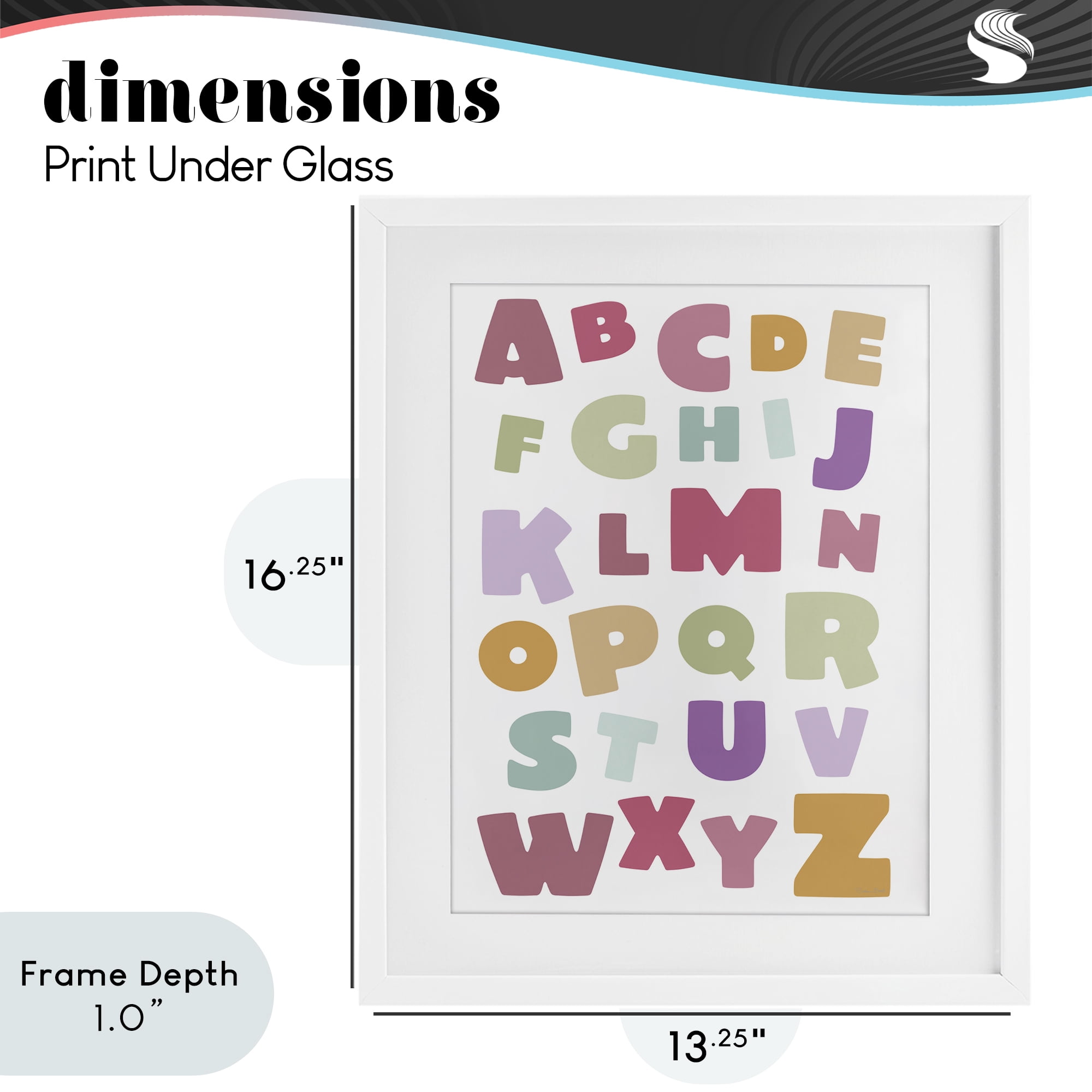 Stupell Industries Muted Alphabet Letters White Framed Print Under Glass, design by Susan Ball