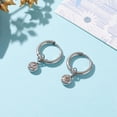 thumbnail image 4 of 1 Pair 304 Stainless Steel Huggie Hoop Earrings with Rhinestone Birthstone Charms Flat Round Crystal Stainless Steel Color 22mm Pin: 1mm, 4 of 4