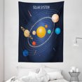 thumbnail image 1 of Astronomy Tapestry, Celestial Cartoon Solar System Image with Planets and Sun Galaxy, Wall Hanging for Bedroom Living Room Dorm Decor, 60W X 80L Inches, Dark Night Blue Multicolor, by Ambesonne, 1 of 2