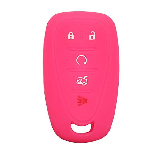 Dobrev 5 Buttons Silicone Case Protector Key Fob Cover Smart Car Remote Holder for Chevrolet 2016 2017 2018 Camaro Cruze Malibu Volt (Pink)