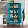 thumbnail image 6 of Elegant 61''H Blue Farmhouse Metal Pantry Cabinet with 3 Adjustable Shelves,Metal Storage Cabinet,Kitchen Storage Cabinet for Kitchen,Dining,Office, 6 of 7