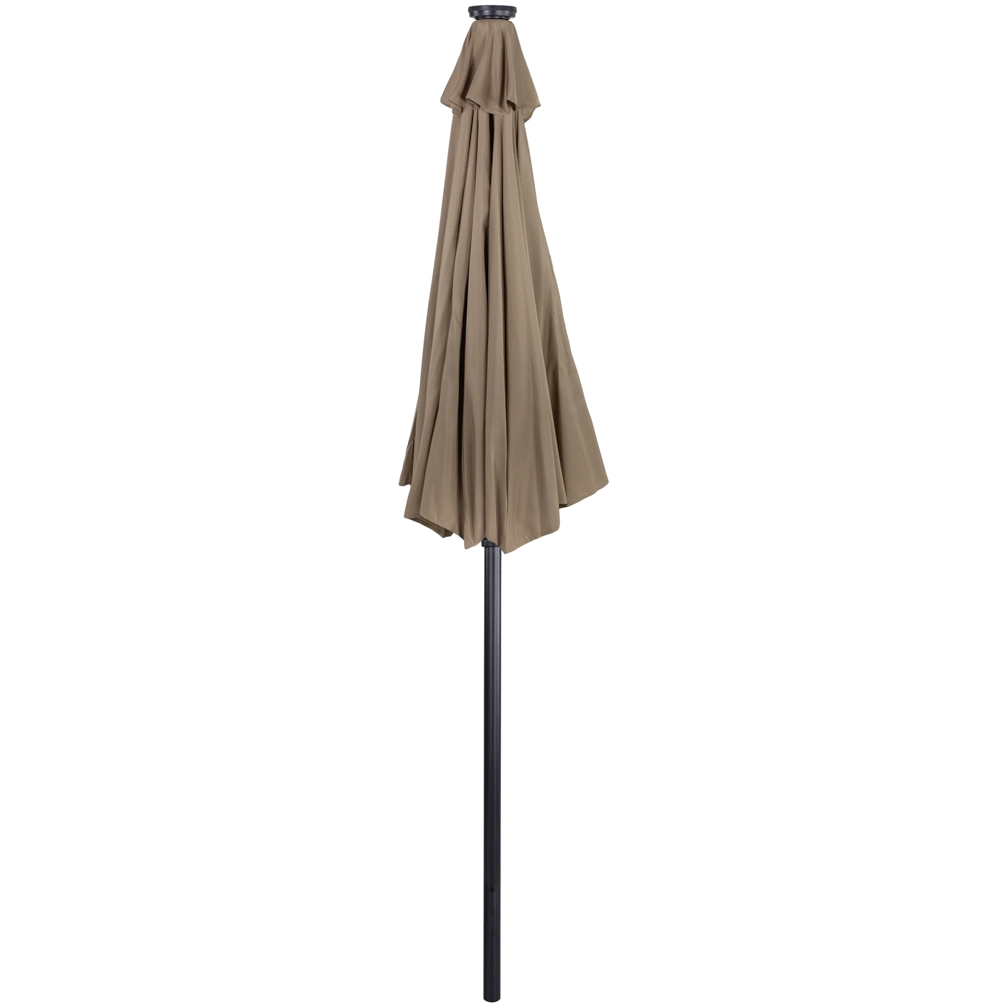 Northlight 9ft Solar Lighted Outdoor Patio Market Umbrella with Hand Crank and Tilt, Taupe