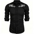 thumbnail image 4 of SGMVNU Boys Girls Western Cowboy Shirts Retro Long Sleeve Button Down Shirt Kids Fashion Cowboy Outfit for Halloween, Size 4-5 Years, Black, 4 of 4