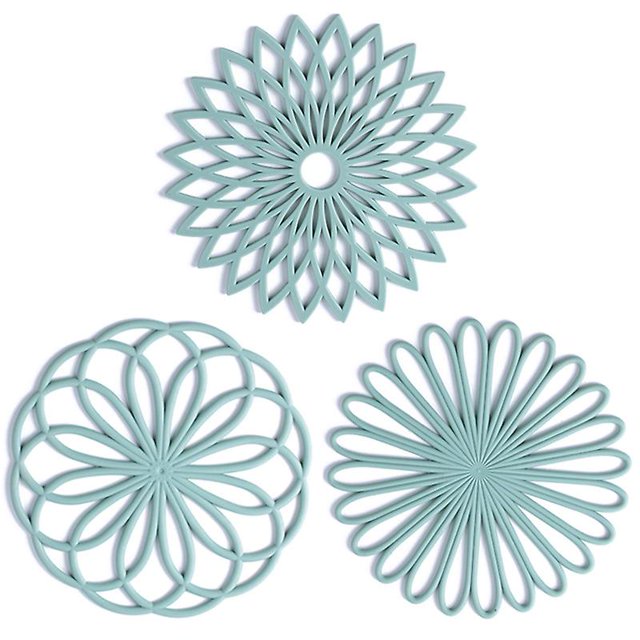 Juego de 3 alfombrillas de silicona para ollas calientes, almohadillas para platos calientes para mesa y encimera, salvamanteles para platos calientes, antideslizantes, color verde