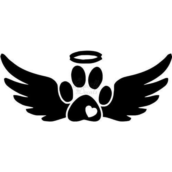 Autocollant Vinyle Ailes d'Ange Patte de Chien Ciel pour Décoration Maison Bureau Véhicule Panneau de Fenêtre Taille - [6 Pouces] / [15 cm] Grand Couleur - Blanc Mat