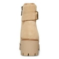 thumbnail image 3 of AQUA COLLEGE Womens Beige Padded Waterproof Buckle Accent Lug Sole Desiree Almond Toe Block Heel Zip-Up Booties 9 M, 3 of 4