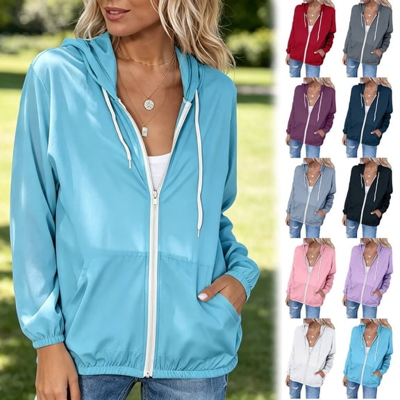 Women's Lightweight Breathable Upf Sun Protection Jacket Long Sleeve with Zippered Front and Double Pockets for Hiking Travel Beach Casual Daily Wear Fashion Essential Gift for Women | CSEONE