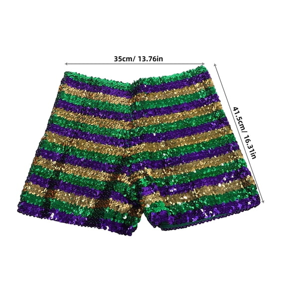 Luxshiny Sparkly Sequin Dance Festival Shorts Featuring Comfortable Elastic Waistband for All-Day Wear