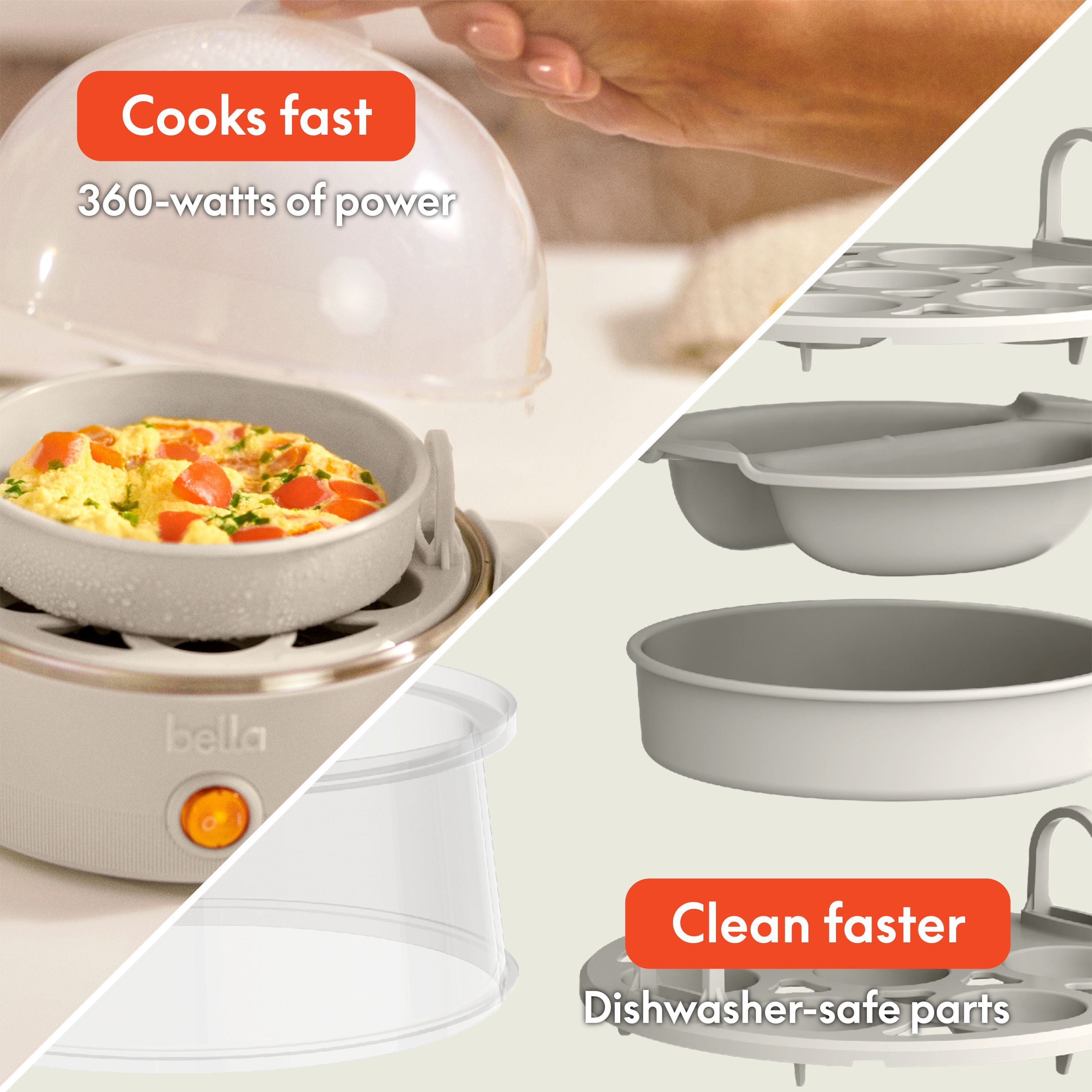 bella 14-Egg Electric Egg Cooker for Hard, Soft Boiled Eggs, Oatmilk