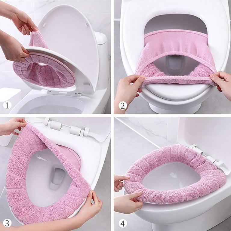 Bathroom Toilet Seat Cover Pads Soft Warmer Toilet Seat
