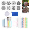 thumbnail image 1 of Juego de plantillas de herramientas de punteado de mandala de 32 piezas con bolsa de almacenamiento con cremallera, para pintar dibujos de rocas, manualidades infantiles, suministros para decoración, 1 of 5