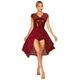 thumbnail image 2 of YiZYiF Womens Chiffon Lyrical Contemporary Dance Dress Sequins Flowing Ballet Dance Wear Burgundy S, 2 of 7
