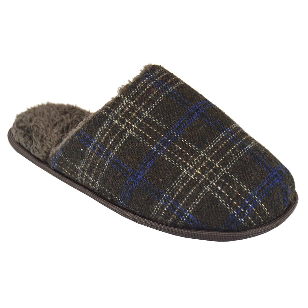Mens Checked Mule Slippers | Walmart Canada