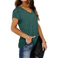 thumbnail image 3 of USSUMA Womens Summer Tops Cute Petal Sleeve Loose T-Shirts for Women Trendy Solid Color Womens Blouses and Tops Dressy Short Sleeve V Neck Tunic Plus Size Shirts for Women, 3 of 7