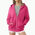 thumbnail image 2 of ORT Women's Casual Full-Zip Hoodie Lightweight Long Sleeve Sweatshirt Casual Jacket with Pocket(Hot Pink,S), 2 of 5