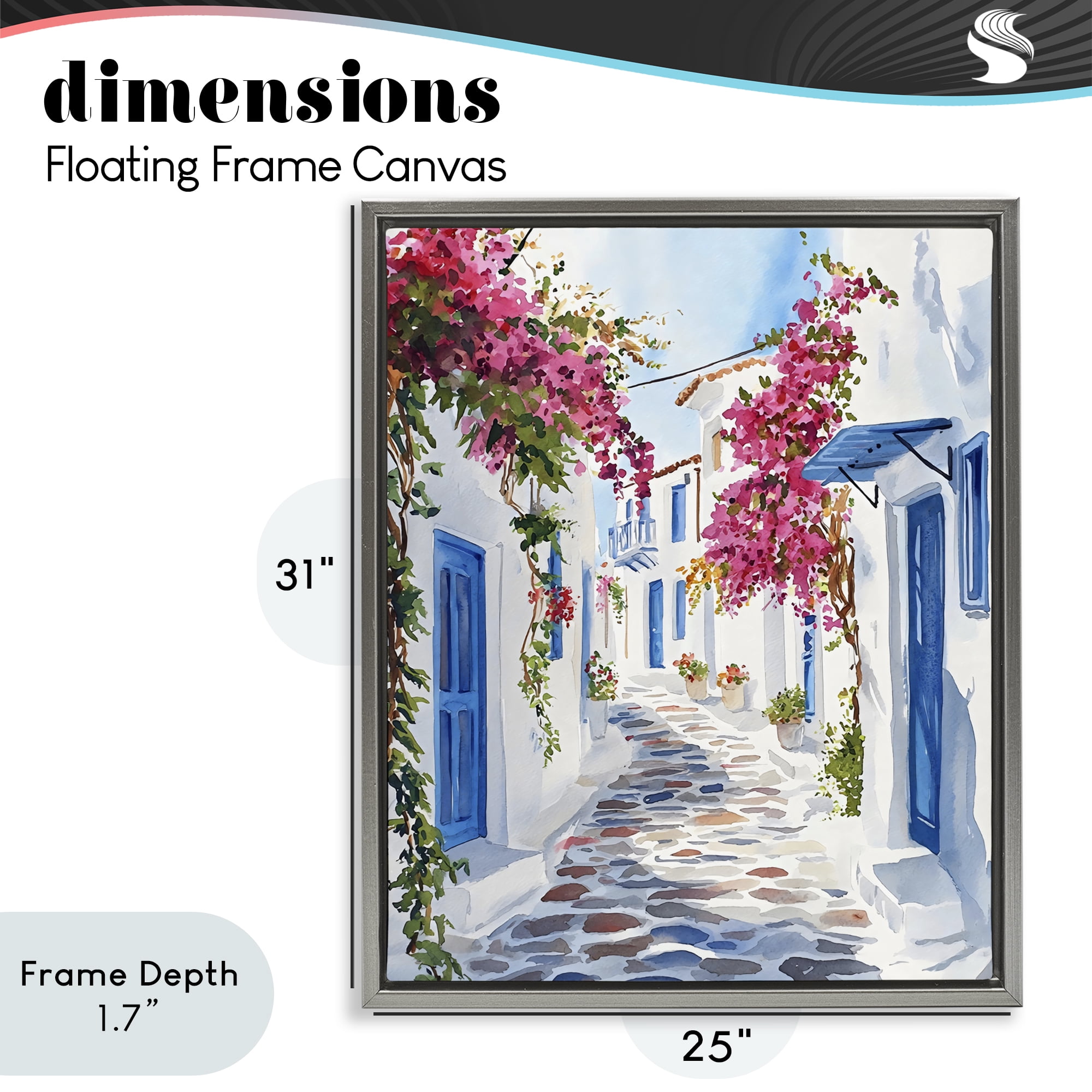 Stupell Industries Santorini Stone Street Pathway Gray Framed Floater Canvas Wall Art, design by LSR Design Studio