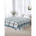 thumbnail image 5 of Blue Plaid Twim XL Size Flat Sheet, Wrinkleproof & Fadeproof Cooling Flat Bed Sheet Only, Watercolor Checkered Blue Ombre Breathable Soft Bedding Top Sheets 66 x 102 Inches, 5 of 8