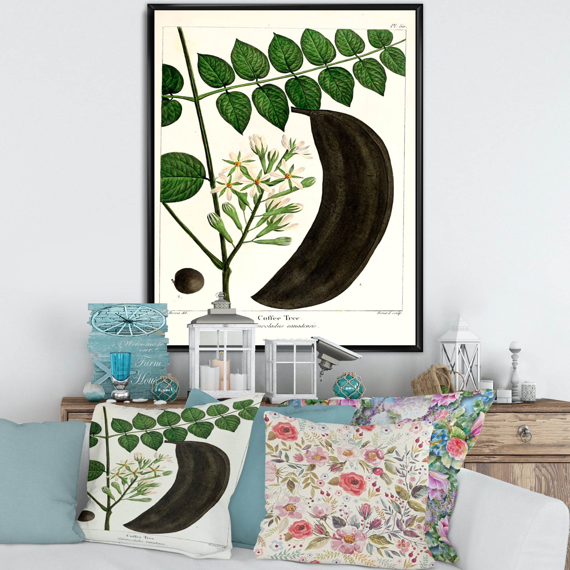 Ancient Plant Life IX 12 in x 20 in Framed Painting Canvas Art Print, by Designart