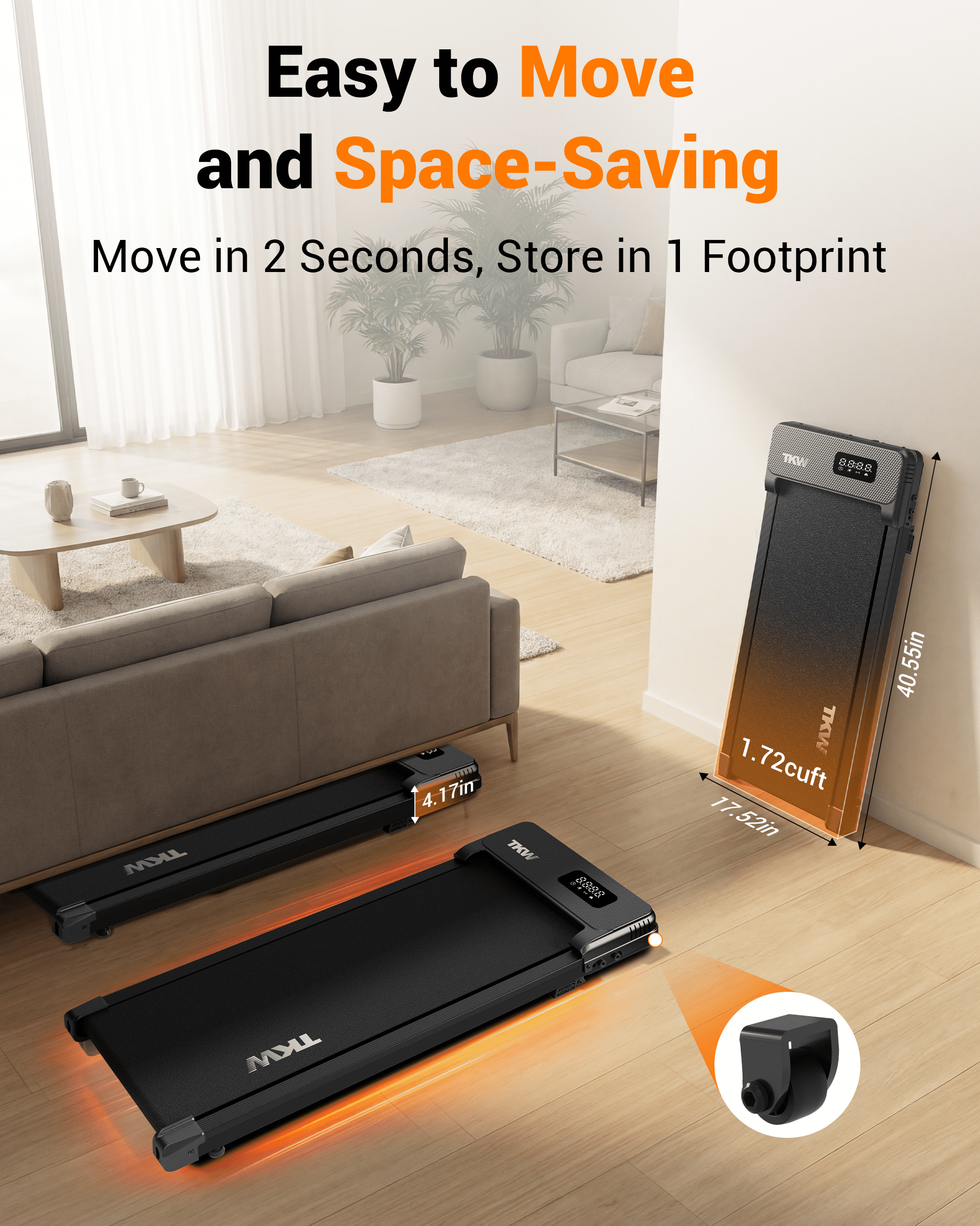 TKW 3-in-1 Under Desk Walking Pad Treadmill, Portable Compact Walking Machine, 200 lbs Capacity, Black walk pad Walking Pad walkingpad treadmill, Black